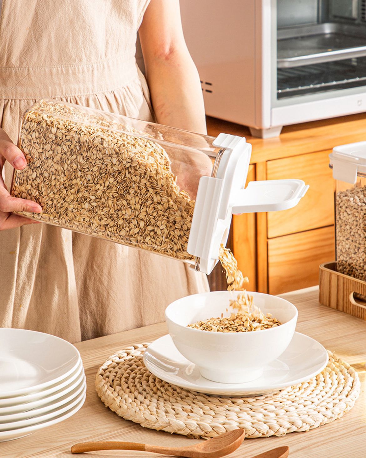 BPA-free, food-grade acrylic cereal jar