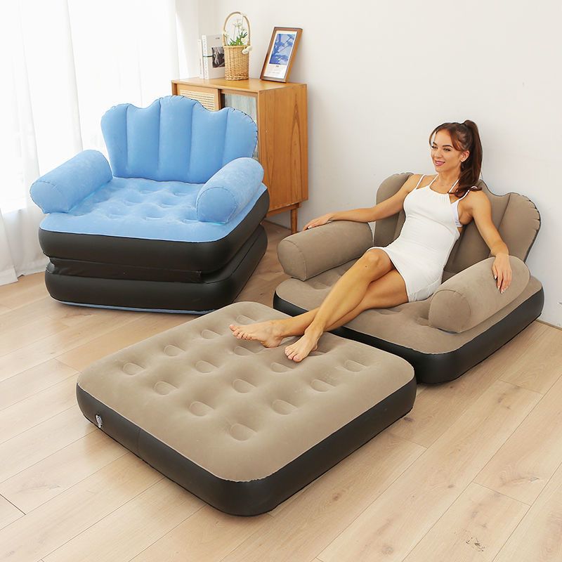 5 in 1 inflatable Couch lazy Sofa bed with L-shaped armrest / 1 Seater Sofa pull out bed