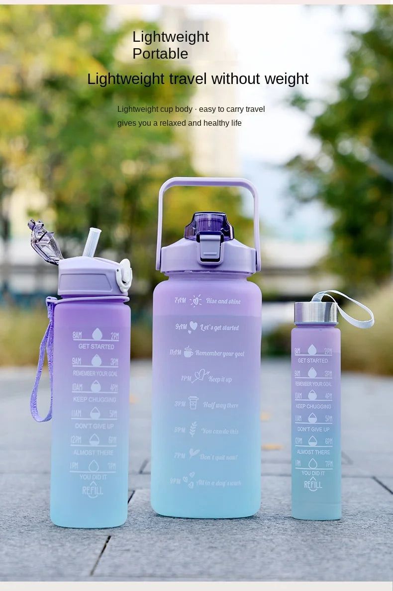 3pcs Multicolour motivational water bottle