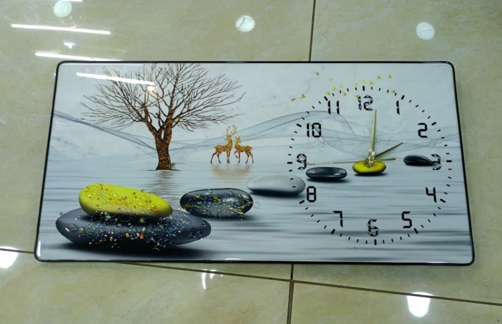 Crystal porcelain decorative painting with clock 30x60