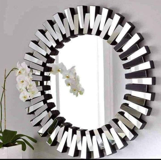 Round Cerrated Decor Mirror