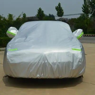 High Quality Universal Grey Car Cover with fleece on the inside part & Has Reflector on the sides