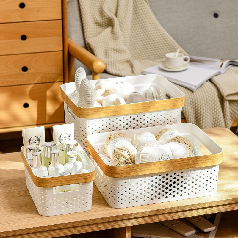 Multipurpose Storage Basket Organizer Box  with goldish lining