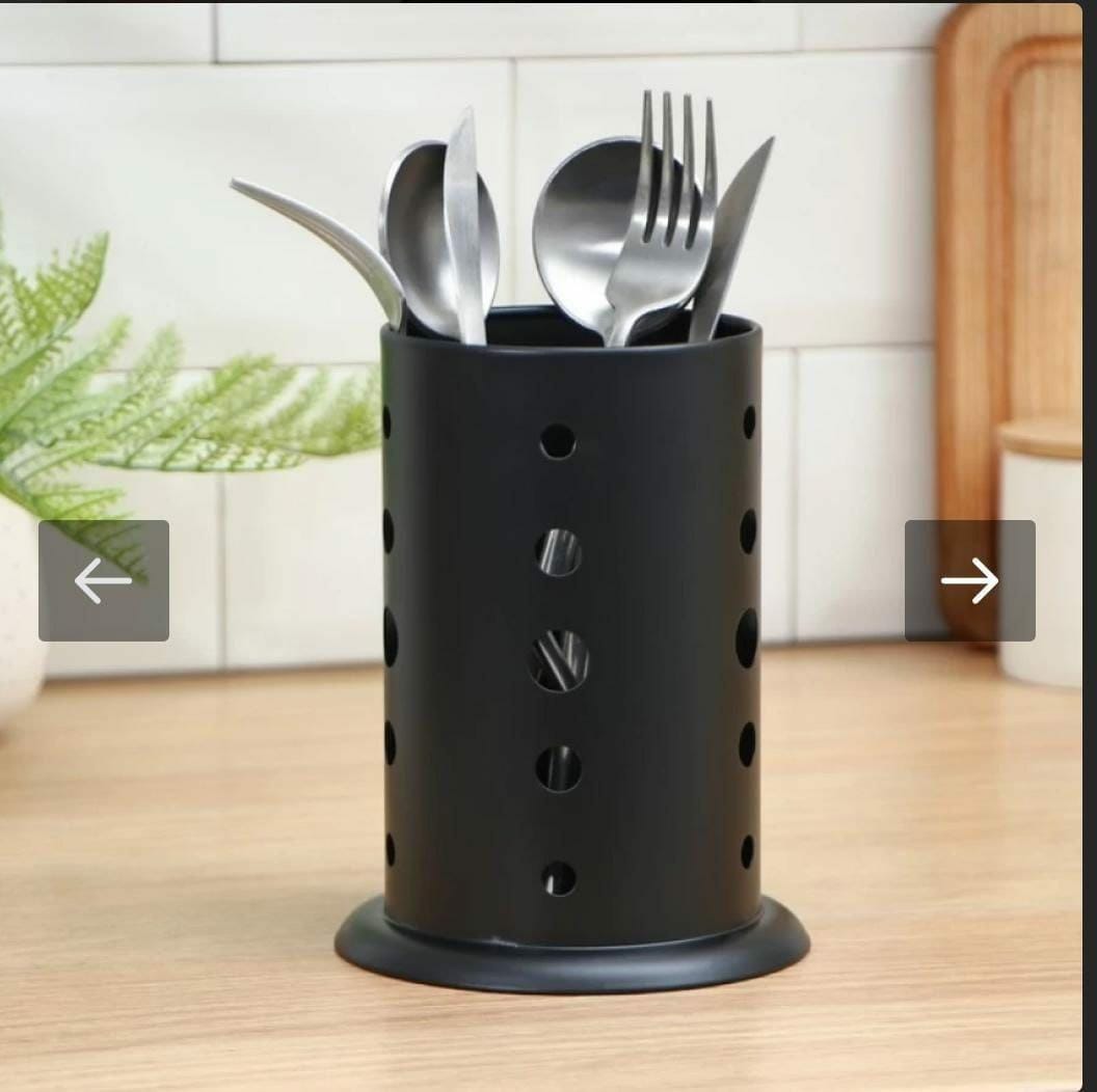 black stainless steel cutlery holder