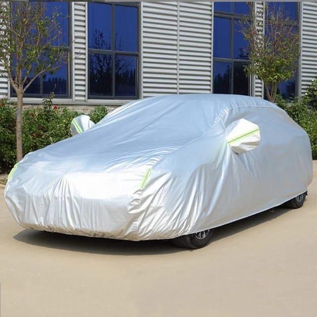 High Quality Universal Grey Car Cover with fleece on the inside part & Has Reflector on the sides