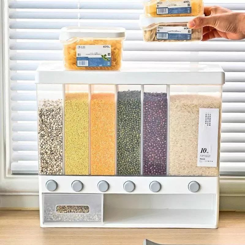 Wall Mounted Cereal Dispenser 6 compartment