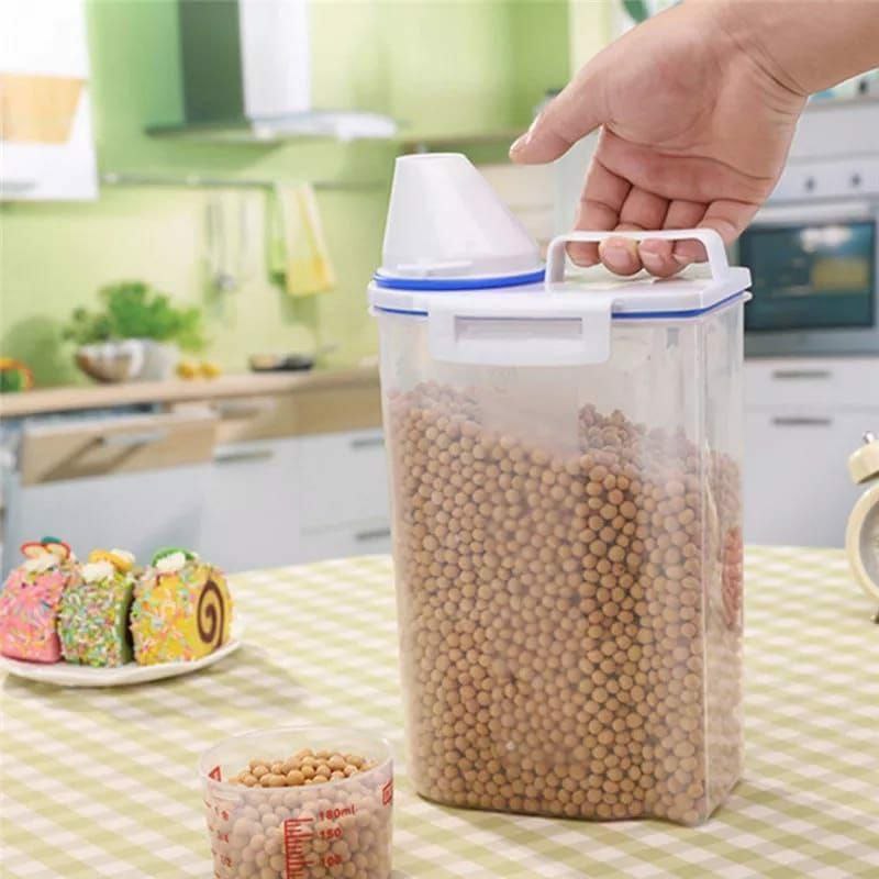 Cereal  Storage Container with measuring cup and handle