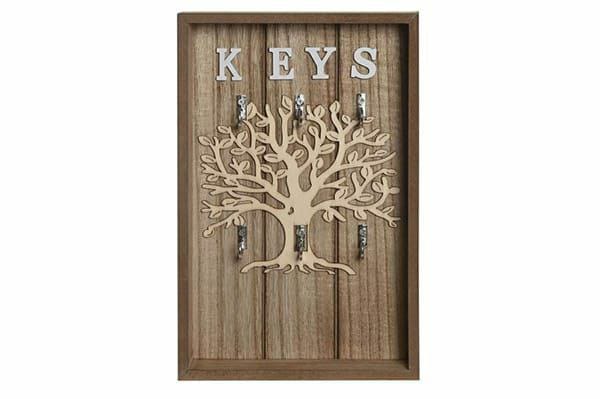 Wall mounted wooden key holder