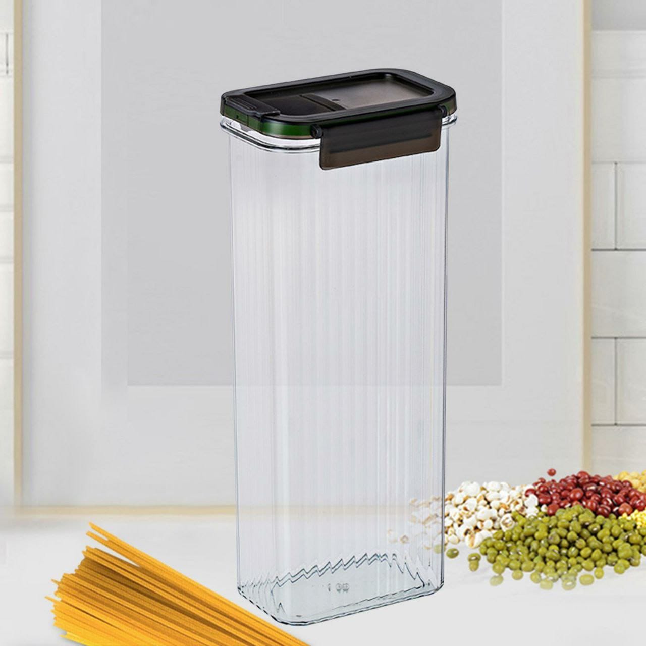 Airtight pasta / multipurpose storage jars (green and clear)