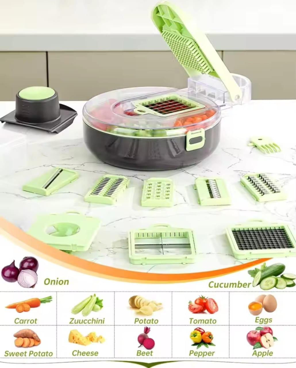 Multi-functional 9pcs Vegetable Chopper/Cutter