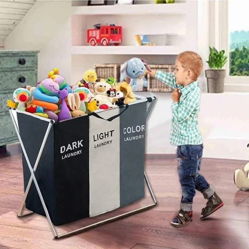 3 Compartments Laundry Basket