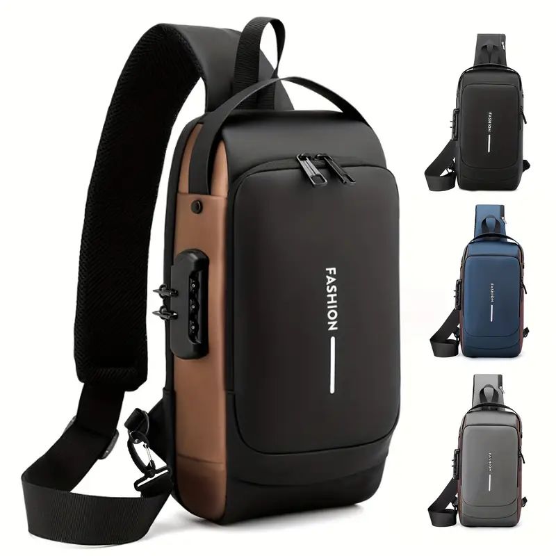 Anti-Theft Chest Cross Shoulder Bag / Casual Sports Crossbody Shoulder Bag, USB Charging Sport Anti-theft Shoulder Bag