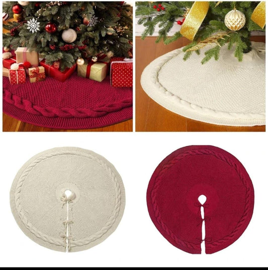 Christmas Knitted Tree Skirt Knitted Christmas Tree Apron Christmas Tree Skirt Decoration