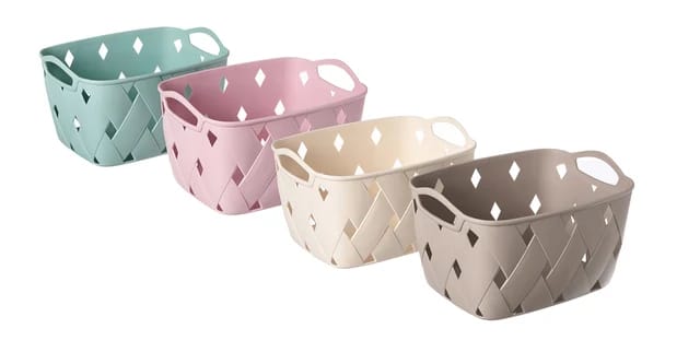 Diamond embossed storage basket big with lid