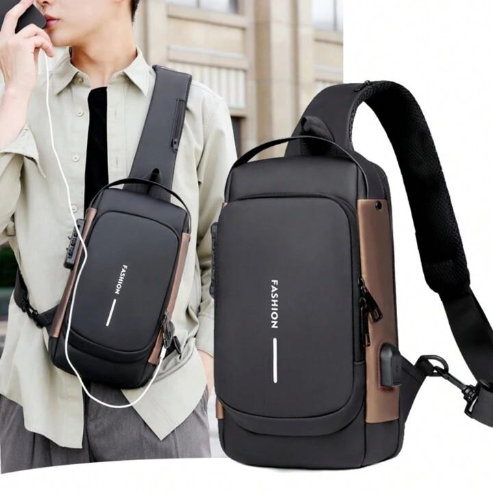 Anti-Theft Chest Cross Shoulder Bag / Casual Sports Crossbody Shoulder Bag, USB Charging Sport Anti-theft Shoulder Bag