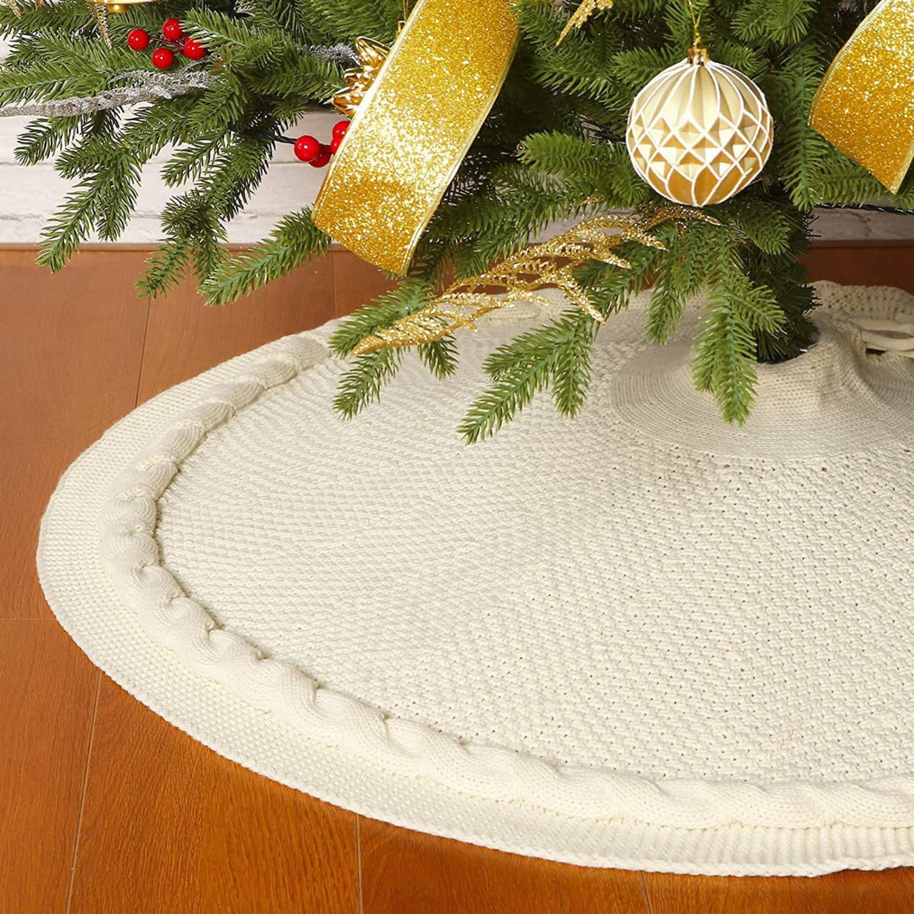 Christmas Knitted Tree Skirt Knitted Christmas Tree Apron Christmas Tree Skirt Decoration