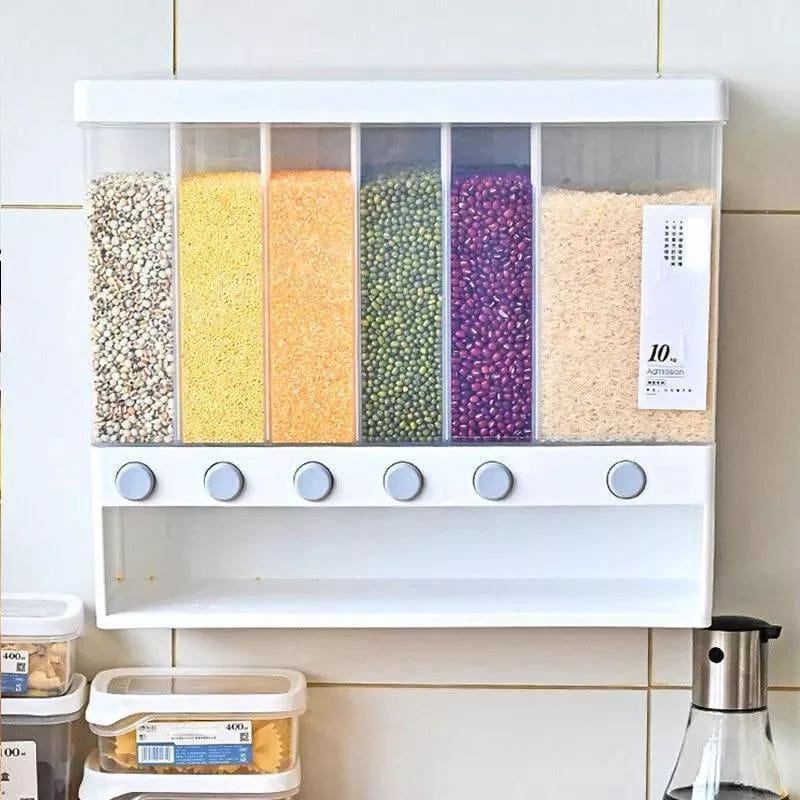 Wall Mounted Cereal Dispenser 6 compartment