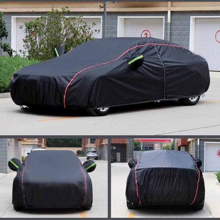 High Quality Universal BLACK Car Cover with fleece on the inside part & Has Reflector on the sides