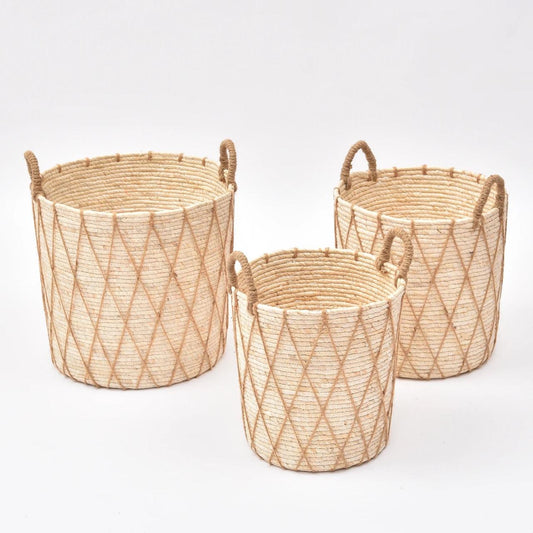 ⏺️High Quality Set of 3 Stackable handmade baskets 🧺