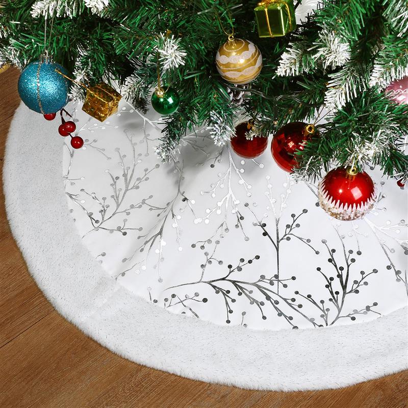 Christmas Tree Skirt White Plush Carpet