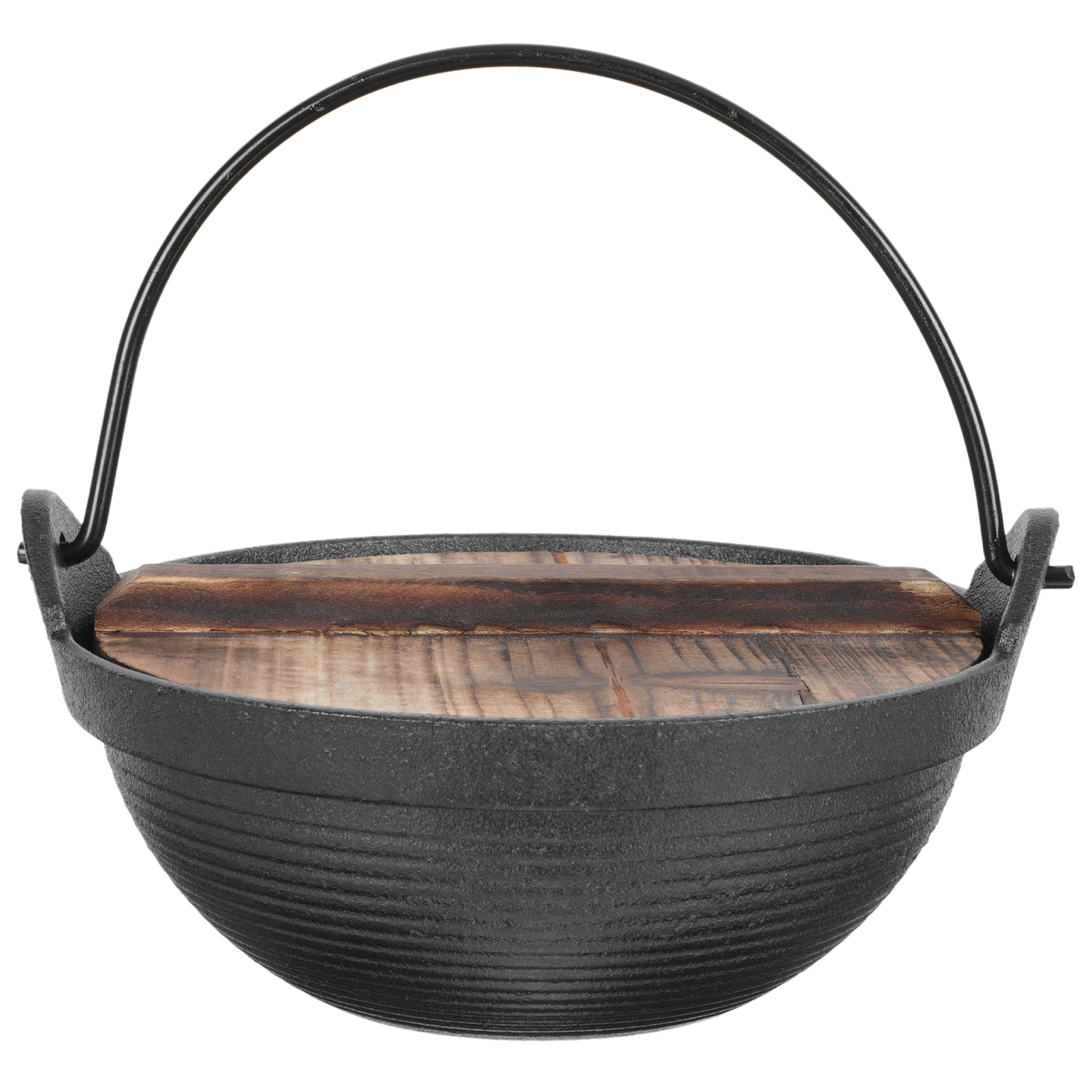 Pre-seasoned Pure Cast Iron Flat Bottom Wok with Wooden Lid