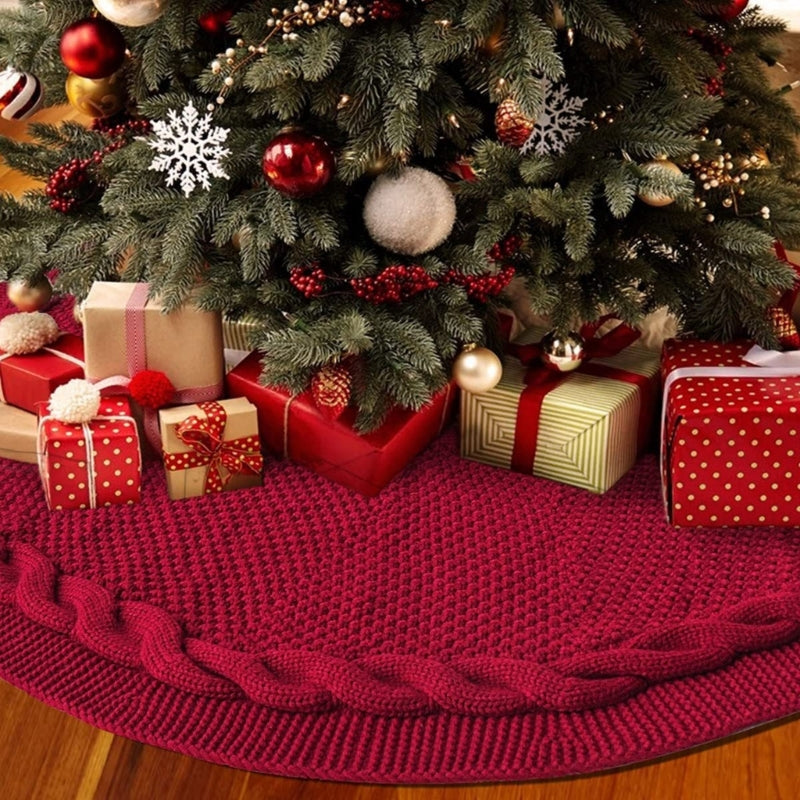 Christmas Knitted Tree Skirt Knitted Christmas Tree Apron Christmas Tree Skirt Decoration