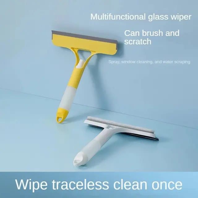 3-in-1 Car Spray Glass Double Sided Wiper Spray Window Squeegee  Cleaner Bathroom brush Mirror  Scrapper with spray bottle