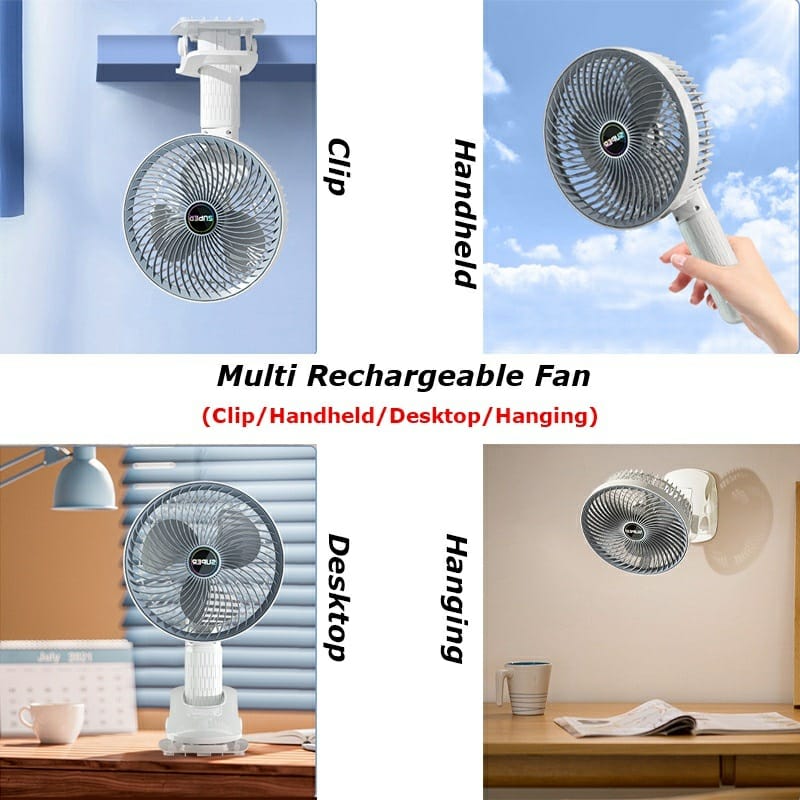 Mini Portable Fan Table Fan Desktop Fan Handheld fan Clip fan Hanging fan Rechargeable Strong Wind 350° adjustable