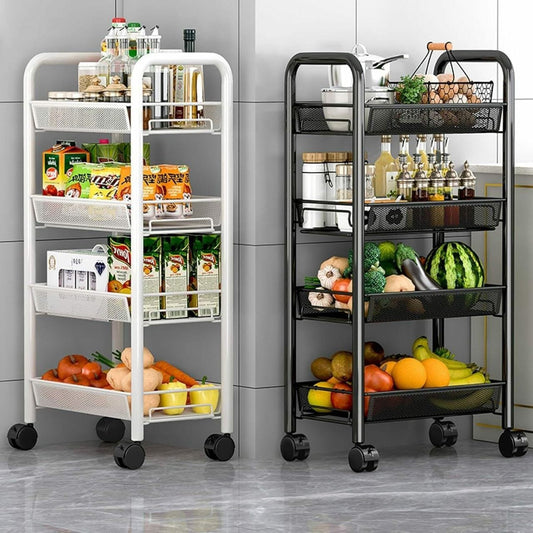 4 layer multifunctional mesh design storage trolley