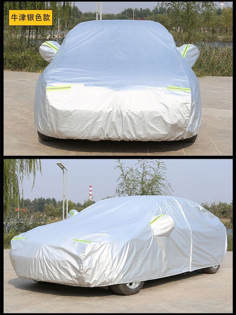 High Quality Universal Grey Car Cover with fleece on the inside part & Has Reflector on the sides