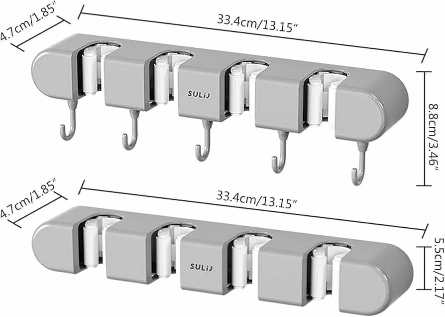 Non slip wall mount mop holder