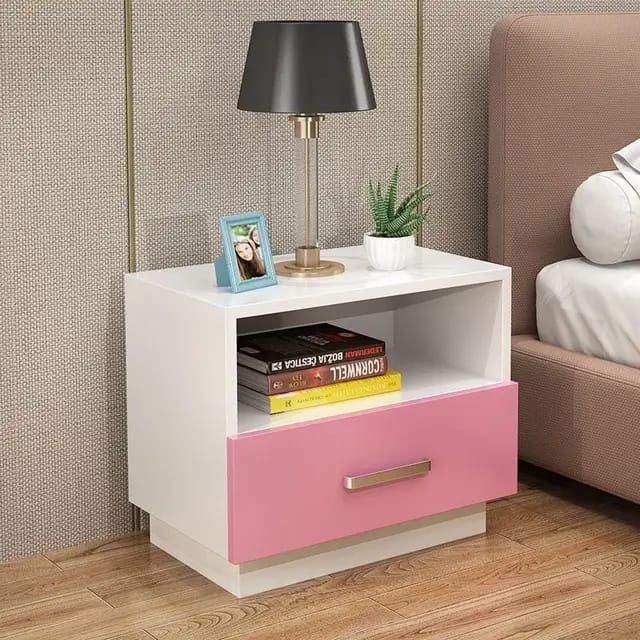 Minimalist wooden bedside table with drawer