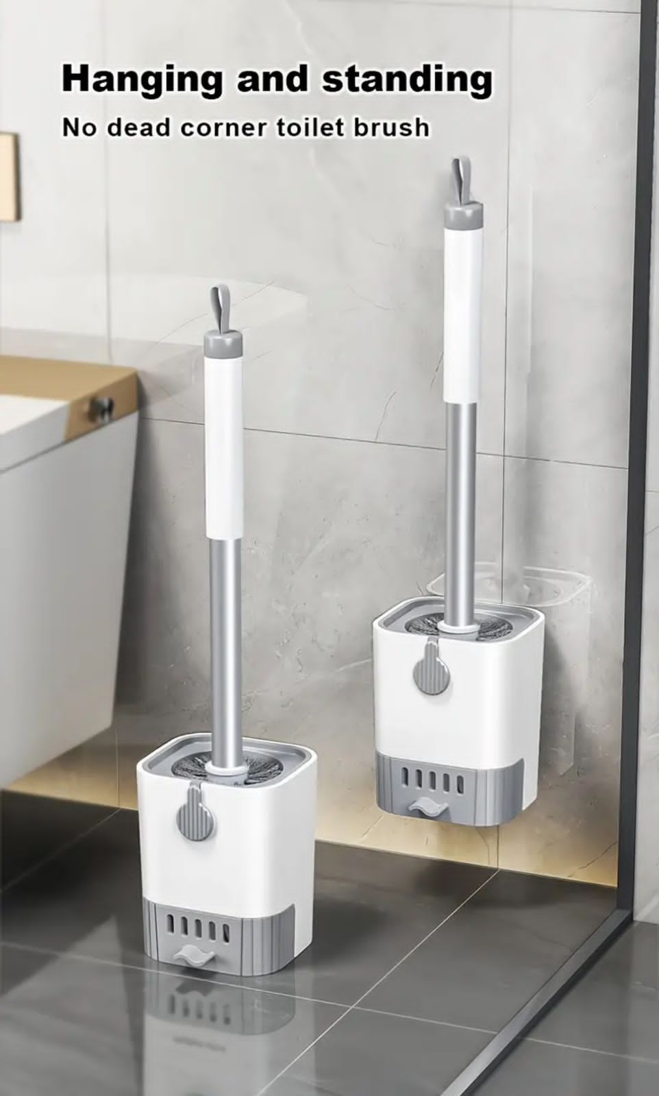 Wall Mounted Long Handle Toilet Cleaning Brush With Holder