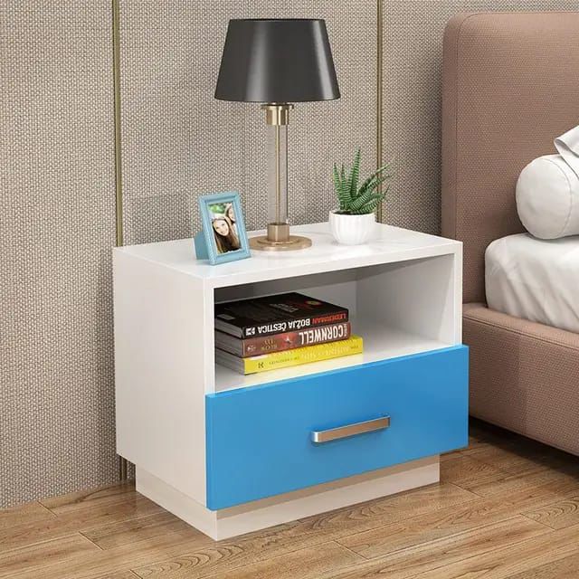 Minimalist wooden bedside table with drawer