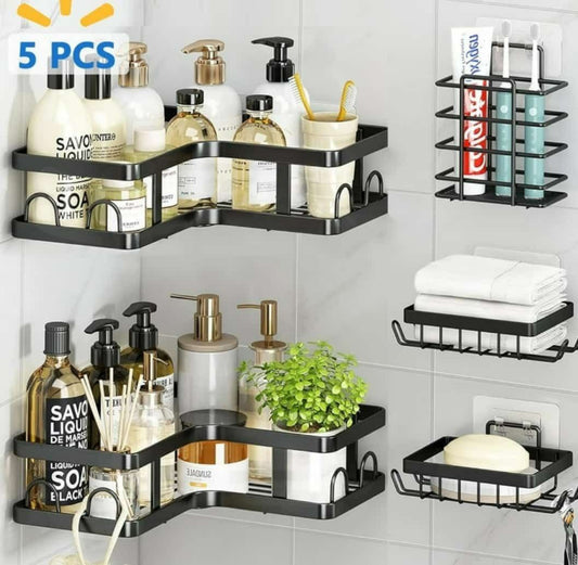 5pcs corner Shower caddy shelf/Bathroom organizer