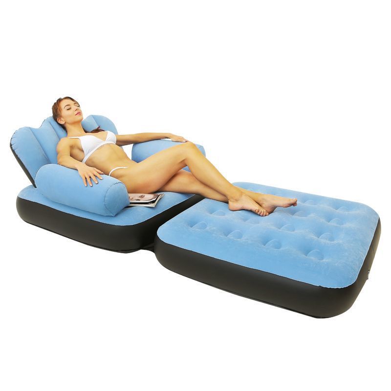 5 in 1 inflatable Couch lazy Sofa bed with L-shaped armrest / 1 Seater Sofa pull out bed