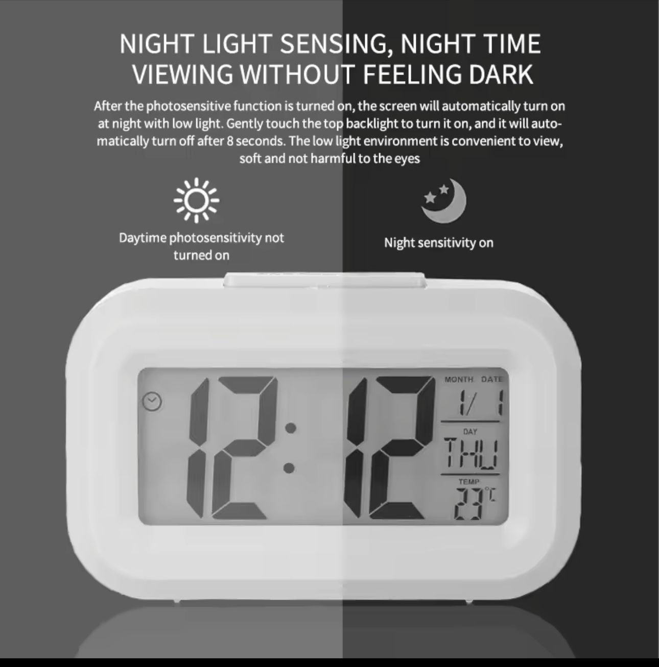 LED Digital Alarm Clock, with temperature, date & time display