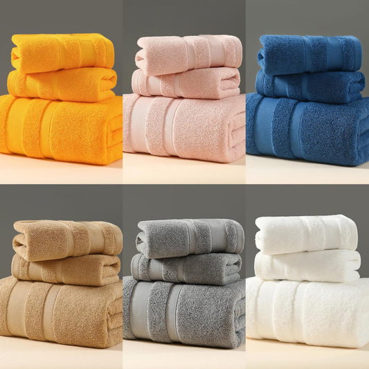 * 3pcs Combed Cotton Bath Towel Sets