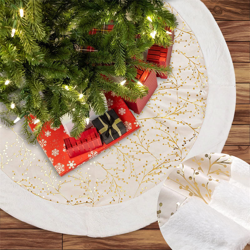 Christmas Tree Skirt White Plush Carpet