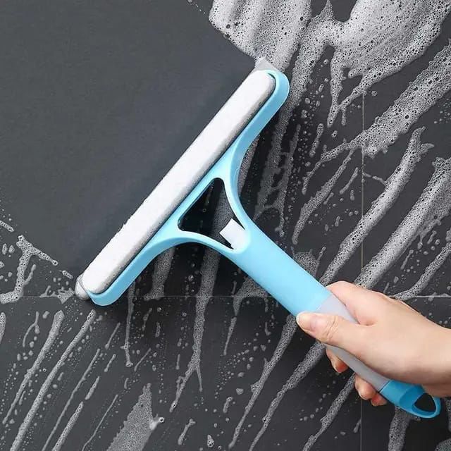 3-in-1 Car Spray Glass Double Sided Wiper Spray Window Squeegee  Cleaner Bathroom brush Mirror  Scrapper with spray bottle