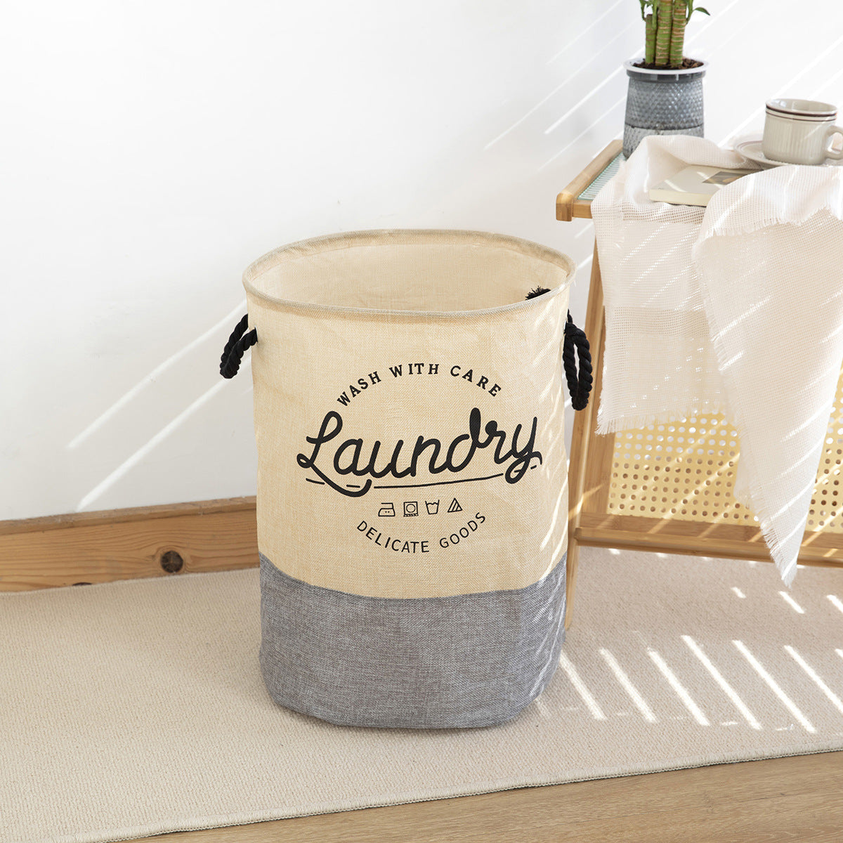 Laundry day round multi-purpose basket with handle