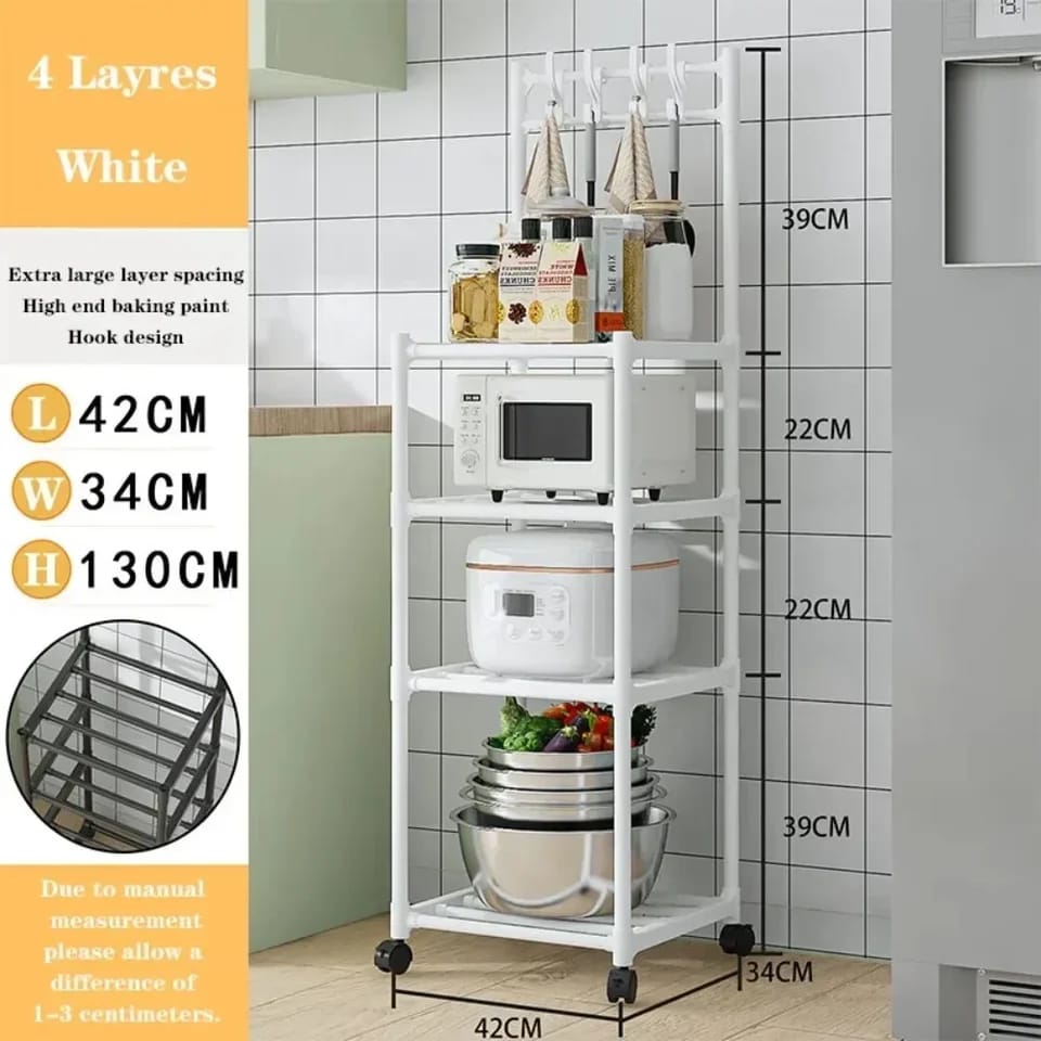 4 tier multipurpose rack with hooks