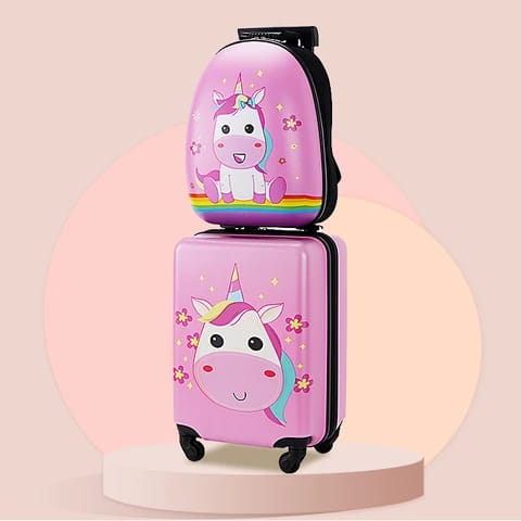 Cartoon themed kids trolley bags 6800/- with travelling pillows 7500/-